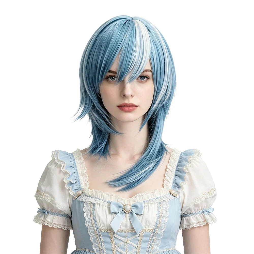 Ice Blue Wig with White Highlights 45cm Medium Long Mullet Heat Resistant Synthetic Unisex Anime Wig For Halloween Cosplay Party
Ice Blue Wig with White Highlights 45cm Medium Long Mullet Heat Resistant Synthetic Unisex Anime Wig For Halloween Cosplay Party