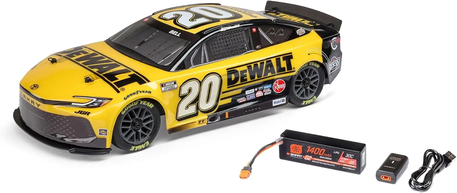 Losi 1/12 NASCAR RC Race Car Christopher Bell® No. 20® 2025 DEWALT Toyota Camry XSE 2S AWD RTR Brushed On-Road Battery & Charger
Losi 1/12 NASCAR RC Race Car Christopher Bell® No. 20® 2025 DEWALT Toyota Camry XSE 2S AWD RTR Brushed On-Road Battery & Charger