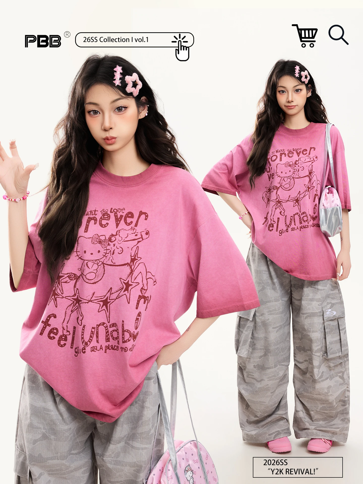 PBB Subculture Cartoon Gradient Pink Short Sleeve Loose Women's T-shirt Summer Casual Cotton round Neck Top
PBB Subculture Cartoon Gradient Pink Short Sleeve Loose Women's T-shirt Summer Casual Cotton round Neck Top