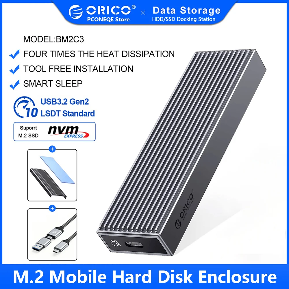 ORICO M.2 NVMe External Hard Drive USB3.2 Interface Type-c Desktop Computer SSD Solid State With Built-in Cooling nvme enclosure
ORICO M.2 NVMe External Hard Drive USB3.2 Interface Type-c Desktop Computer SSD Solid State With Built-in Cooling nvme enclosure