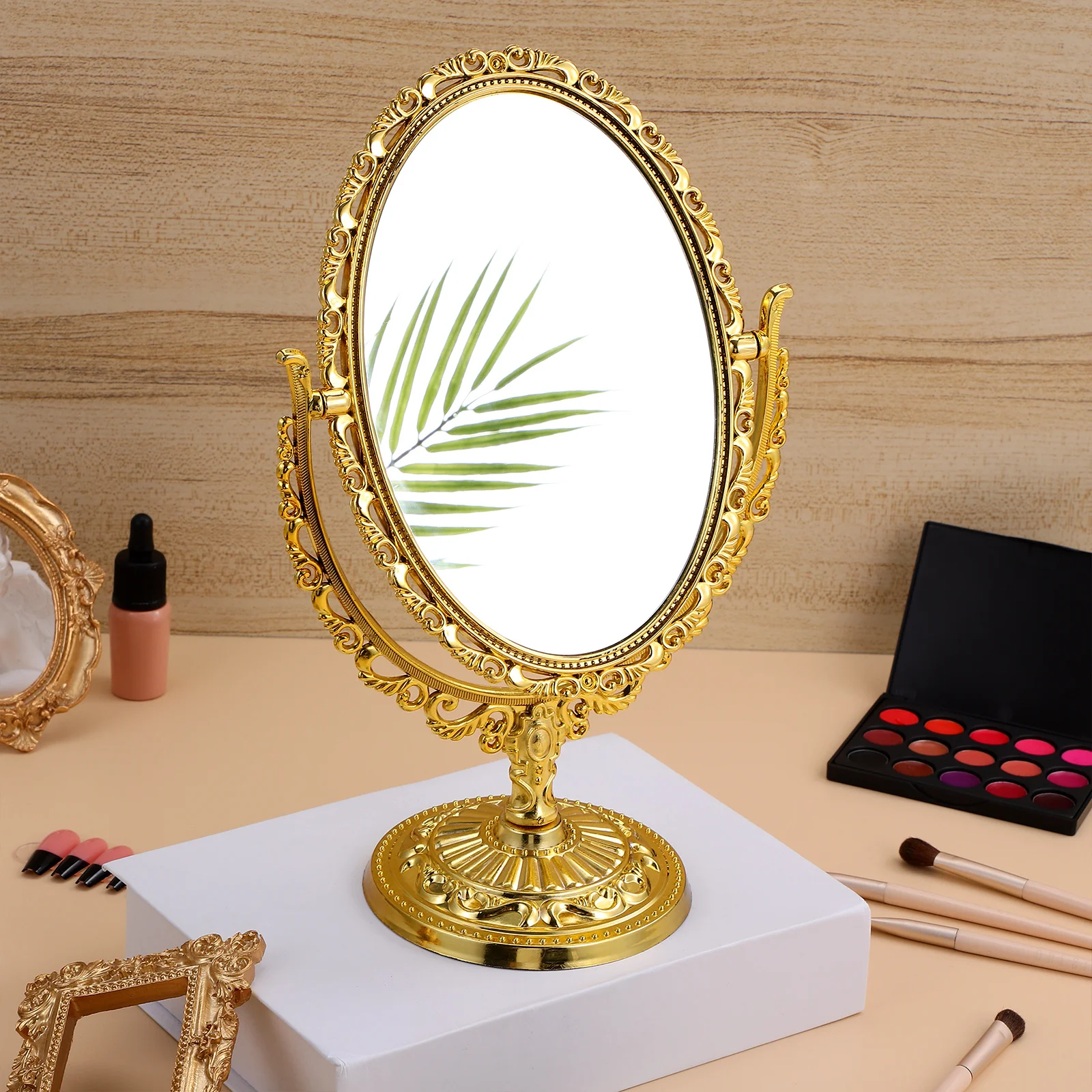 1Pcs Double Sided Oval Mirror European Style Retro Golden Makeup Mirror 360 Rotating Desktop Decor for Bathroom Bedroom
1Pcs Double Sided Oval Mirror European Style Retro Golden Makeup Mirror 360 Rotating Desktop Decor for Bathroom Bedroom