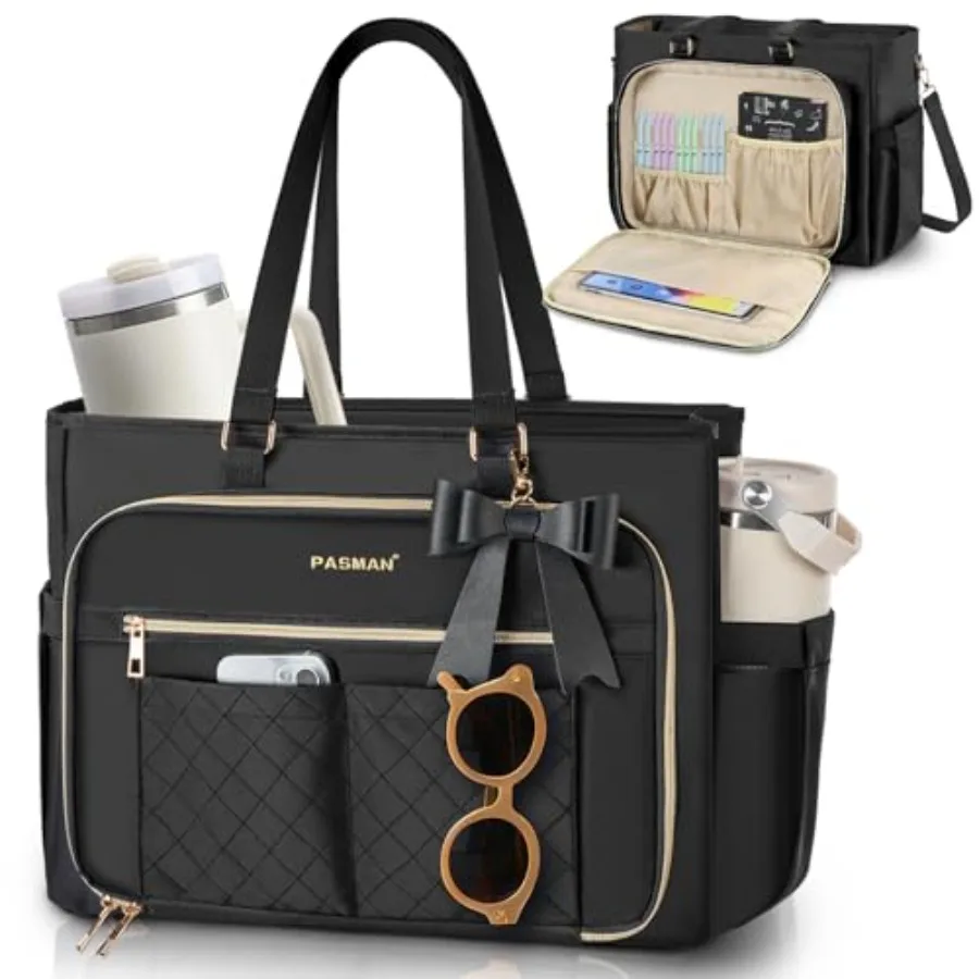 Teacher Tote Bag for Women, Multi-Pocket Laptop and Nurse Work Bag with Cup Holder, Structured Business Briefcase Computer Purs
Teacher Tote Bag for Women, Multi-Pocket Laptop and Nurse Work Bag with Cup Holder, Structured Business Briefcase Computer Purs