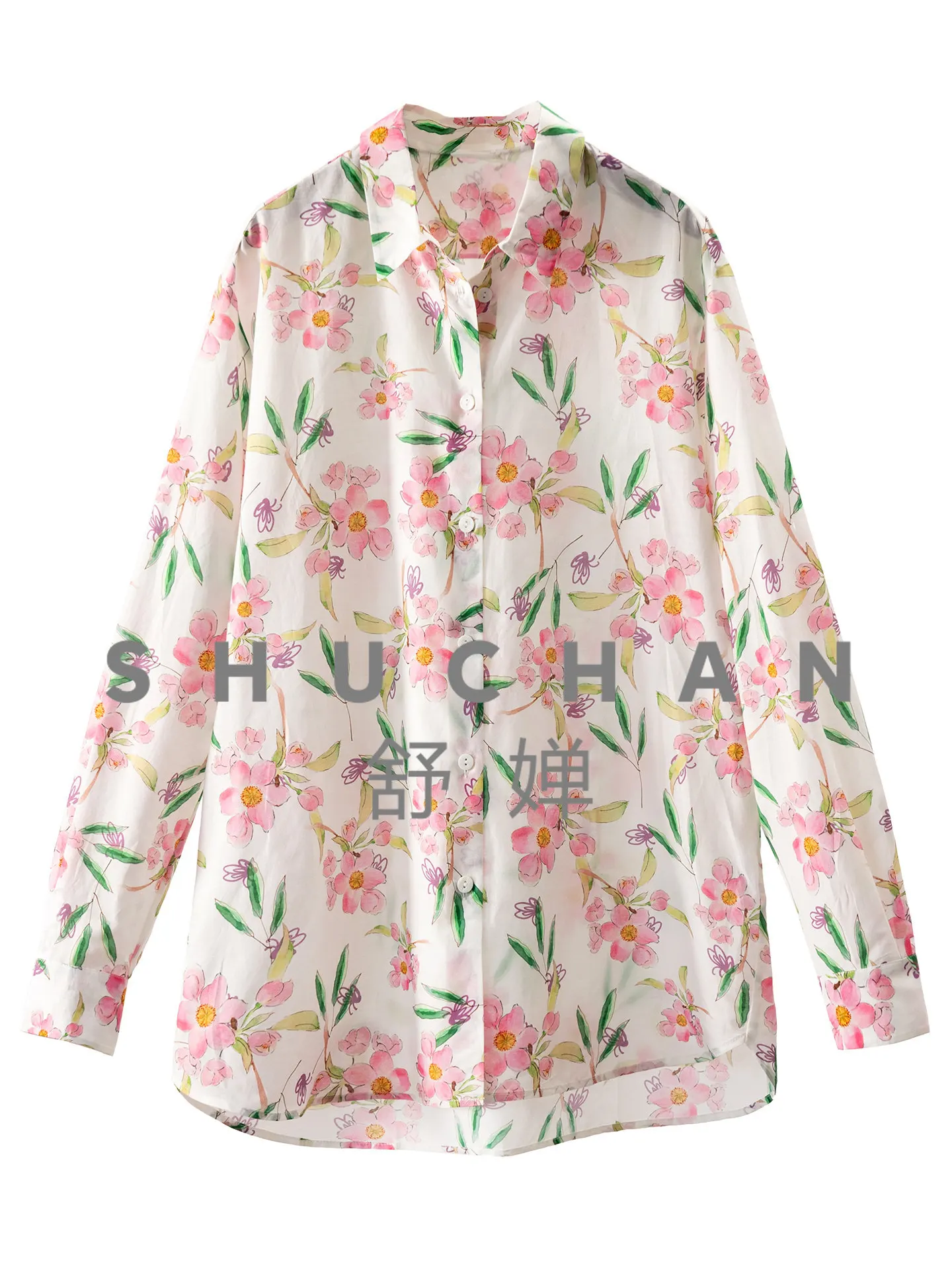 Spring Garden, French G custom-woven silk cotton print loose arc pendulum long-sleeved shirt women's 09W2
Spring Garden, French G custom-woven silk cotton print loose arc pendulum long-sleeved shirt women's 09W2