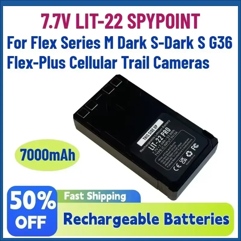 High-Capacity 7000mAh 7.7V LIT-22 SPYPOINT Digital Battery for Flex Series M Dark S-Dark S G36 Flex-Plus Cellular Trail
High-Capacity 7000mAh 7.7V LIT-22 SPYPOINT Digital Battery for Flex Series M Dark S-Dark S G36 Flex-Plus Cellular Trail