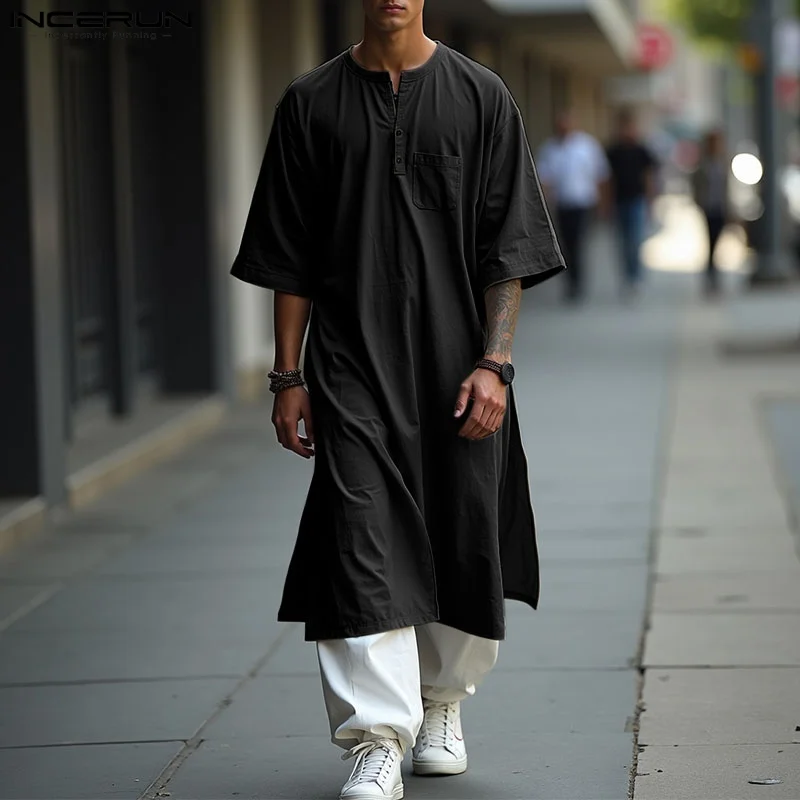 INCERUN Men Long Style Shirt Solid Color V Neck Half Sleeve Streetwear Oversize Men Clothing 2025 Vintage Casual Male Shirts
INCERUN Men Long Style Shirt Solid Color V Neck Half Sleeve Streetwear Oversize Men Clothing 2025 Vintage Casual Male Shirts