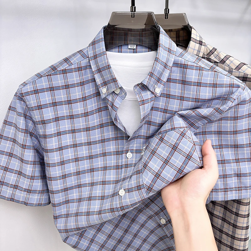 Checkered Short Sleeved Shirt, Men's Retro Casual Shirt, Youth Business Commuting Formal Wear, No Ironing
Checkered Short Sleeved Shirt, Men's Retro Casual Shirt, Youth Business Commuting Formal Wear, No Ironing