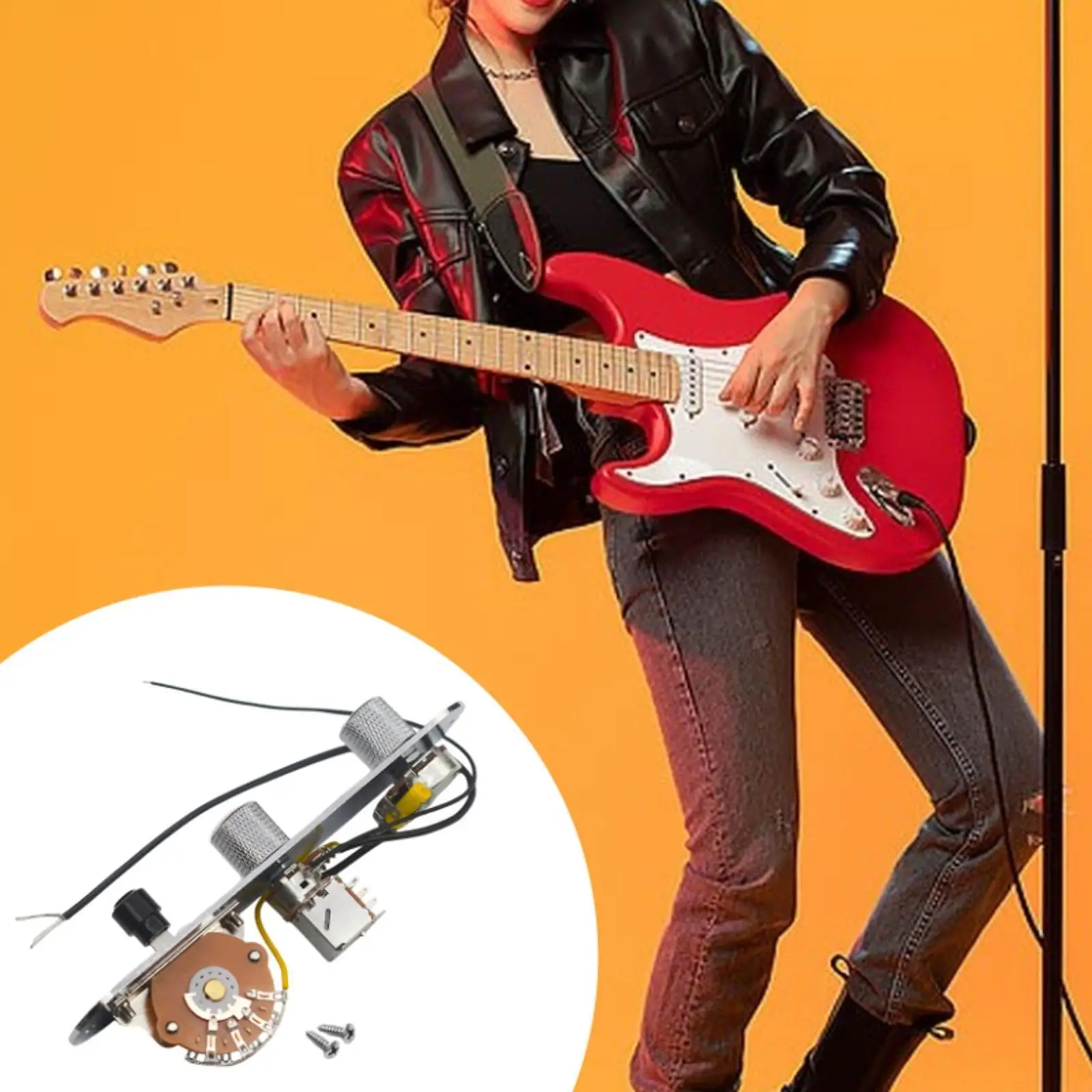 Electric Guitar Control Plate Wired, Volume Tone Control Knobs 3 Way Switch with Wiring Control Board Circuit, Fully Loaded
Electric Guitar Control Plate Wired, Volume Tone Control Knobs 3 Way Switch with Wiring Control Board Circuit, Fully Loaded