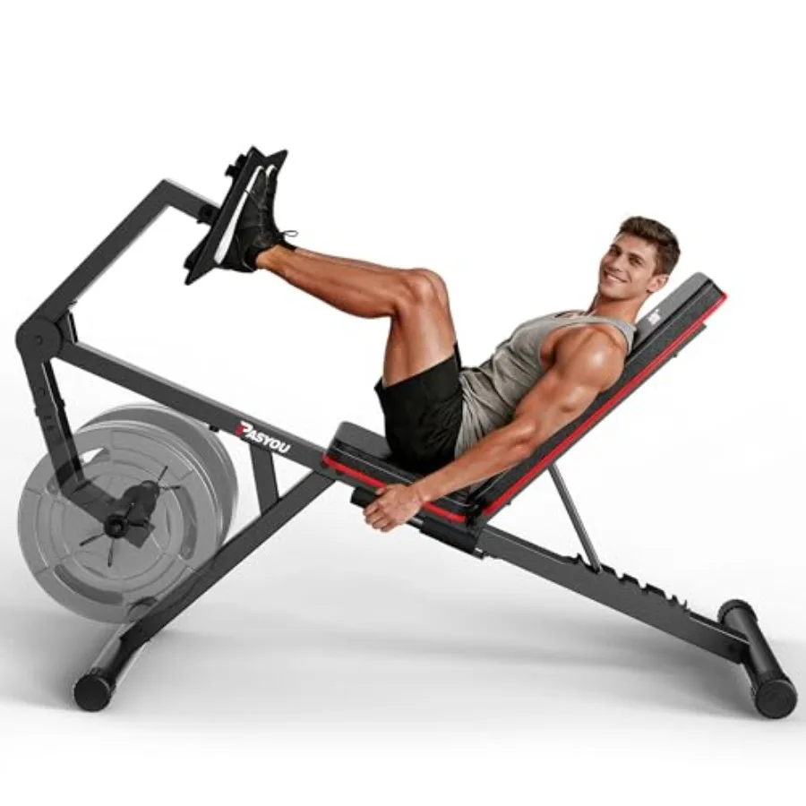 Home Gym Leg Press Machine with Adjustable Weight Bench and Leg Extension Steel Construction Black Supports 1'' 2'' Plates Spac
Home Gym Leg Press Machine with Adjustable Weight Bench and Leg Extension Steel Construction Black Supports 1'' 2'' Plates Spac