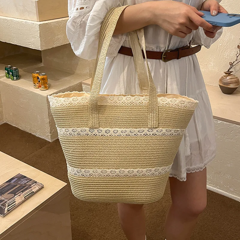 Summer Women's Large Capacity Lace Edge Straw Woven Shoulder Bag 2026 New Style Seaside Outdoor Travel Vacation Beach Bag
Summer Women's Large Capacity Lace Edge Straw Woven Shoulder Bag 2026 New Style Seaside Outdoor Travel Vacation Beach Bag