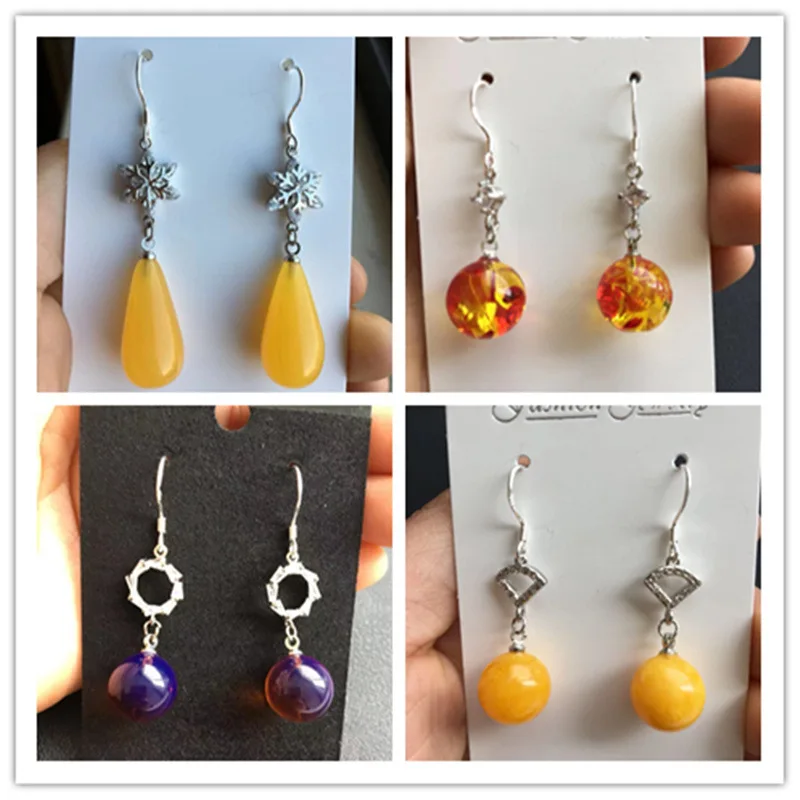 Natural amber new old beeswax earrings women's silver blue pearl earrings blood pearl earrings jewelry
Natural amber new old beeswax earrings women's silver blue pearl earrings blood pearl earrings jewelry