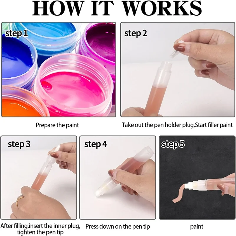 TA-10Pcs Refillable Markers Empty Acrylic Markers For Oil Water, Watercolor Painting, Doodling, Paper Drawing Barrels Tube Pen
TA-10Pcs Refillable Markers Empty Acrylic Markers For Oil Water, Watercolor Painting, Doodling, Paper Drawing Barrels Tube Pen