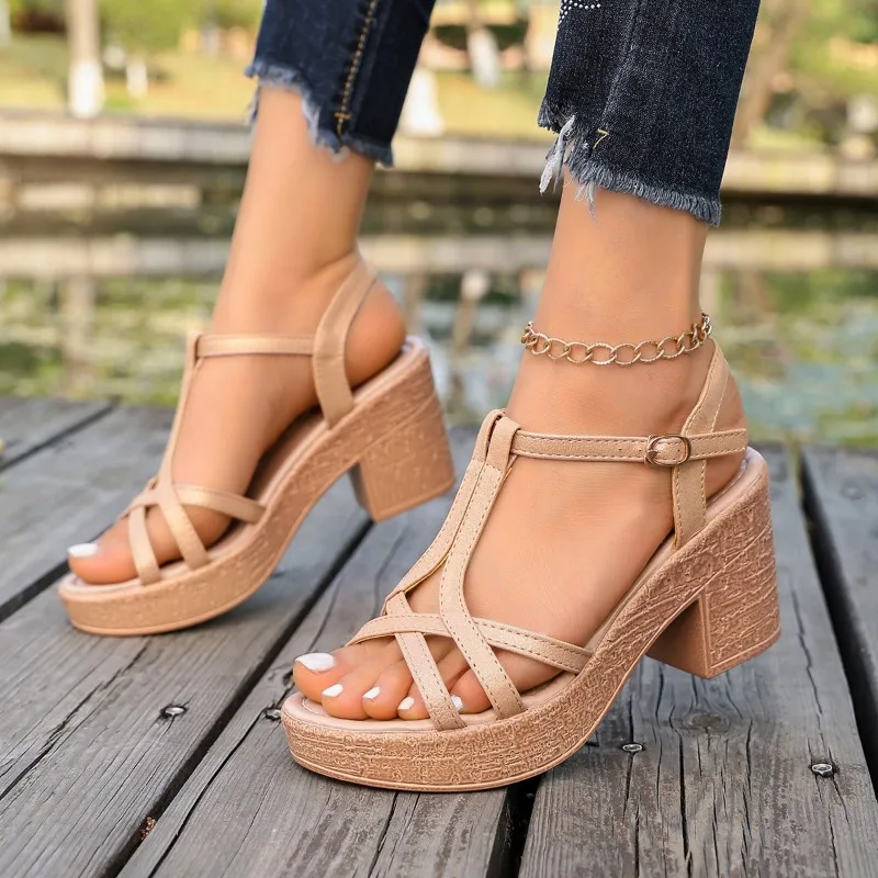 Thick Heel Sandals for Women Summer 2026 New Sexy One-word Strap Roman Thick-soled High Heels
Thick Heel Sandals for Women Summer 2026 New Sexy One-word Strap Roman Thick-soled High Heels