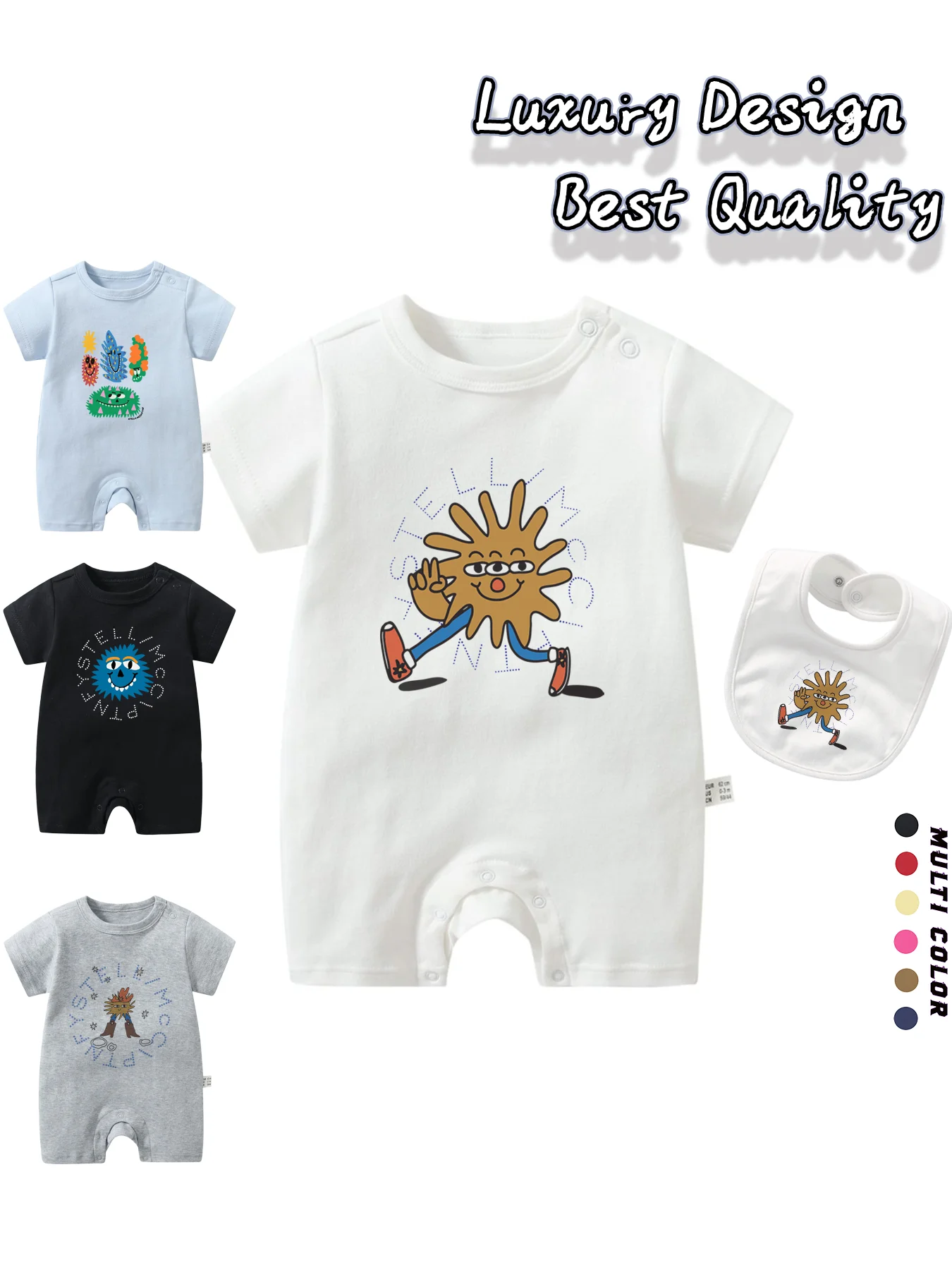Fashion Newborns Summer Clothes Baby Rompers Cartoon Starfish Print Short sleeve Cotton Toddler Boys Jumpsuit Bib scarf 2Pcs Set
Fashion Newborns Summer Clothes Baby Rompers Cartoon Starfish Print Short sleeve Cotton Toddler Boys Jumpsuit Bib scarf 2Pcs Set