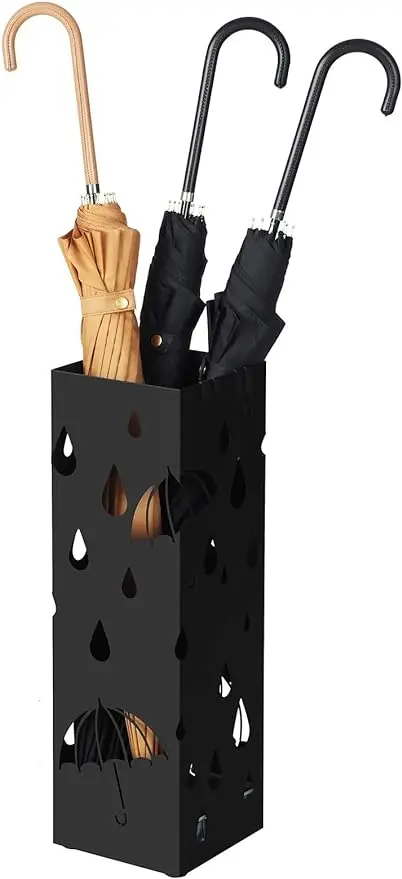 Umbrella Stand Metal Square Umbrella Holder for Entryway with Water Tray and 4 Hooks 6.1 x 6.1 x 19.3 Inches Black
Umbrella Stand Metal Square Umbrella Holder for Entryway with Water Tray and 4 Hooks 6.1 x 6.1 x 19.3 Inches Black