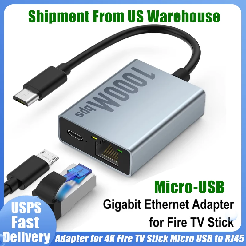 1000 Mbps Ethernet Adapter for Fire TV Stick, Micro USB to RJ45 Gigabit Ethernet Network Adapter Compatible with 4K Fire Stick
1000 Mbps Ethernet Adapter for Fire TV Stick, Micro USB to RJ45 Gigabit Ethernet Network Adapter Compatible with 4K Fire Stick