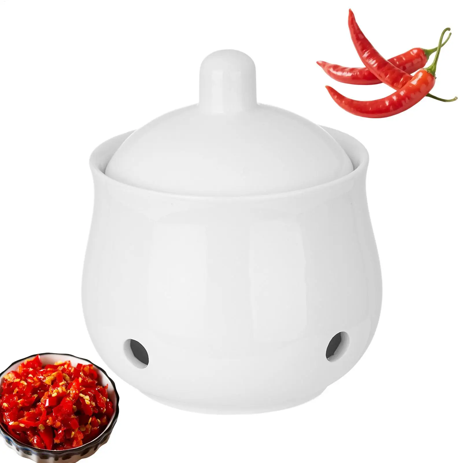 Керамическая перфорированная банка для хранения на кухне, дышащая банка для чеснока с крышкой, декоративный держатель для чеснока для дома и кухни
Керамическая перфорированная банка для хранения на кухне, дышащая банка для чеснока с крышкой, декоративный держатель для чеснока для дома и кухни