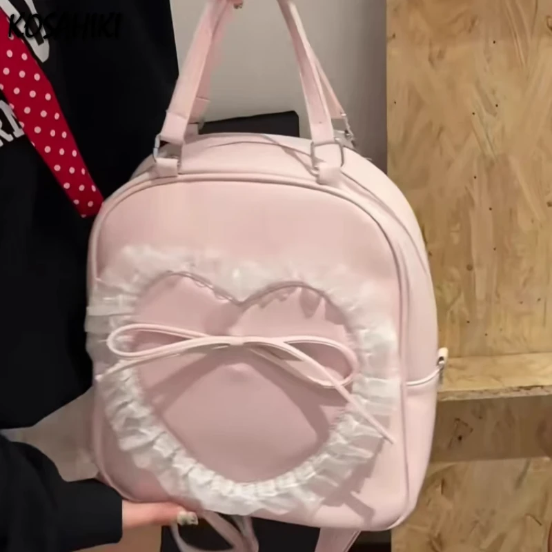 Japanese Students Sweet Lace Heart Bow Backpack Fashion Y2k Aesthetic Chic Handbags Trendy Preppy Kawaii Women Casual Schoolbags
Japanese Students Sweet Lace Heart Bow Backpack Fashion Y2k Aesthetic Chic Handbags Trendy Preppy Kawaii Women Casual Schoolbags
