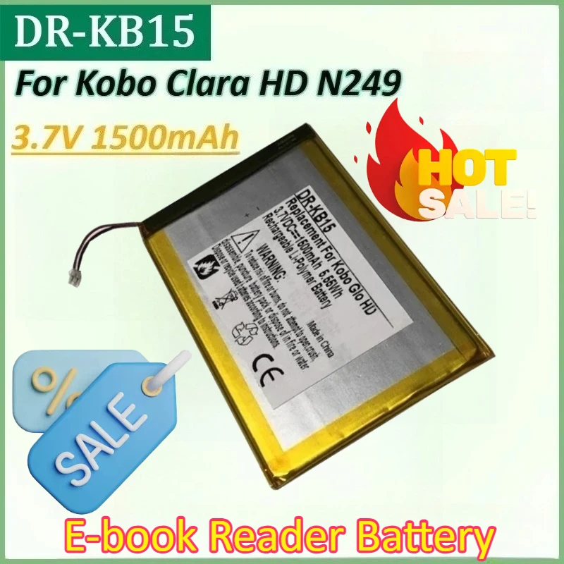 DR-KB15 3.7V 1500mAh Battery for Kobo Clara HD N249 E-book Reader Accumulator 2-wire Plug High Quality Batteries
DR-KB15 3.7V 1500mAh Battery for Kobo Clara HD N249 E-book Reader Accumulator 2-wire Plug High Quality Batteries