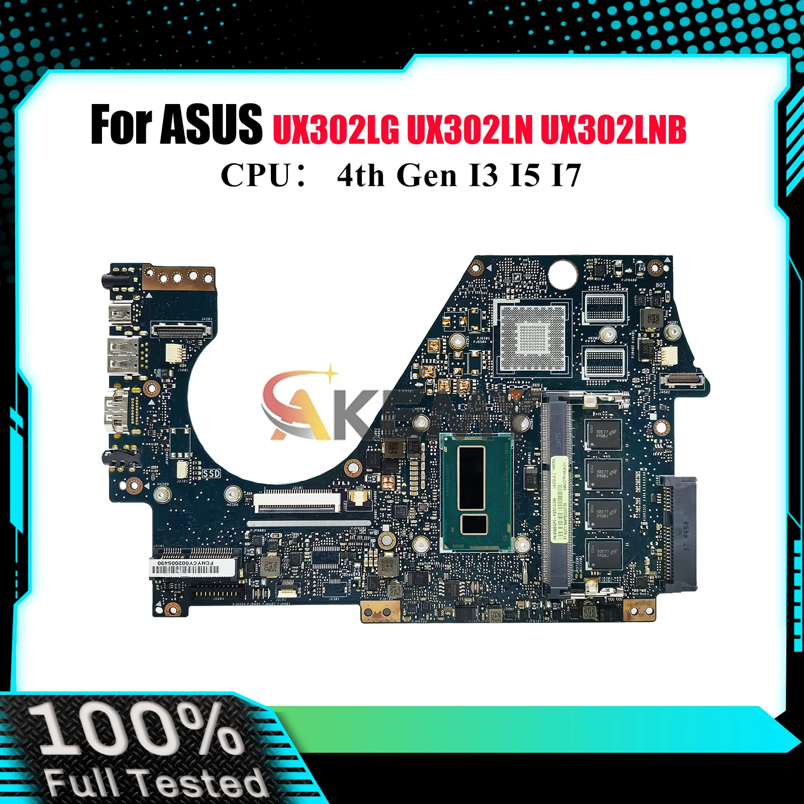 UX302LA Laptop Motherboard For ASUS ZenBook UX302LG UX302LA UX302LN UX302LNB UX302L Mainboard W/ I3 I5 I7 CPU tests OK fast ship
UX302LA Laptop Motherboard For ASUS ZenBook UX302LG UX302LA UX302LN UX302LNB UX302L Mainboard W/ I3 I5 I7 CPU tests OK fast ship