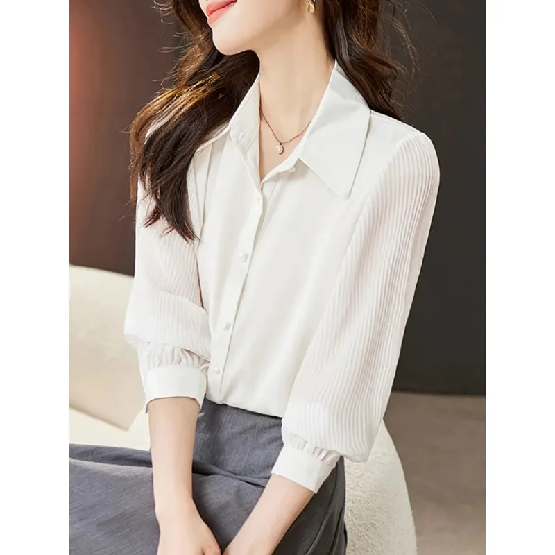 Women's Chiffon Blouse Pleated Lantern Sleeve OL Commuter Casual Shirt
Women's Chiffon Blouse Pleated Lantern Sleeve OL Commuter Casual Shirt