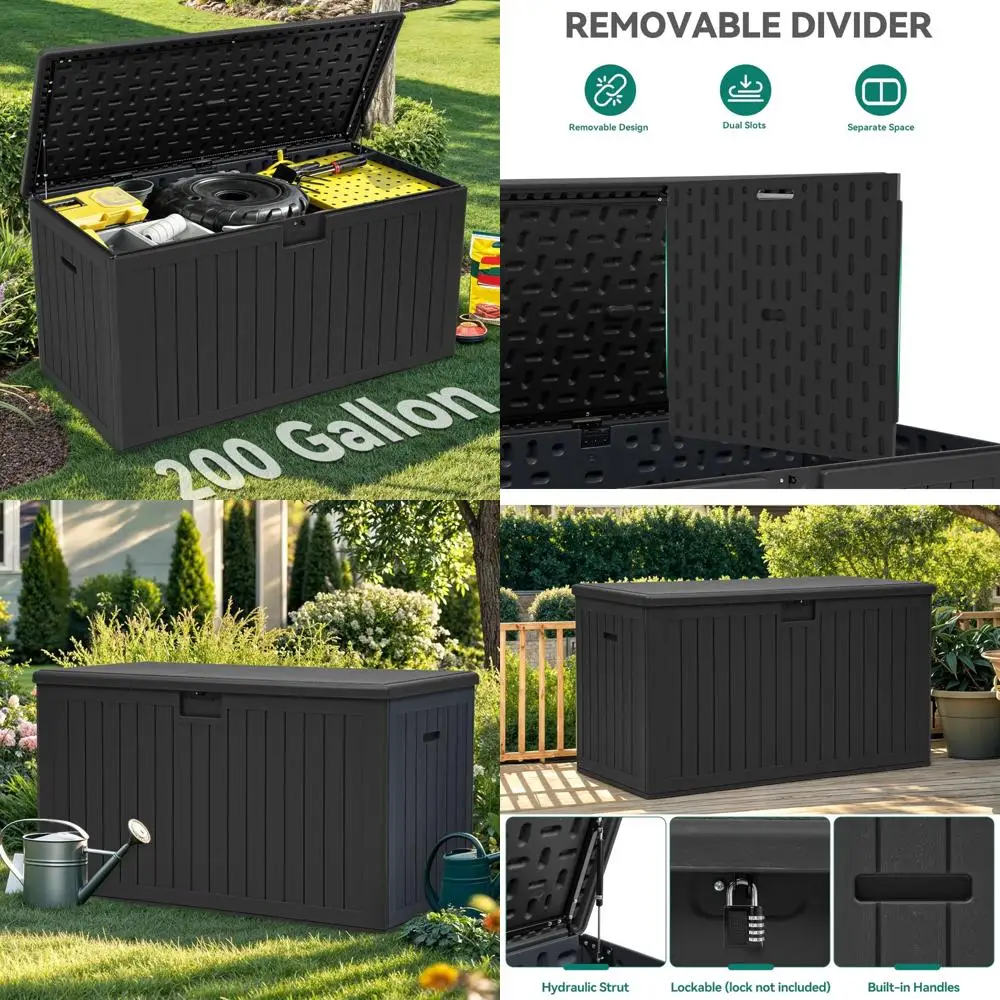 Large Outdoor Storage Deck Box 200 Gallon Capacity with Divider, Ideal for Patio Furniture Cushions and Garden Supplies
Large Outdoor Storage Deck Box 200 Gallon Capacity with Divider, Ideal for Patio Furniture Cushions and Garden Supplies