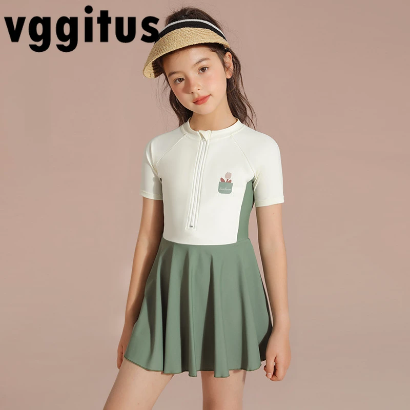 Summer Girls One Piece Swimsuit Floral Print White O-neck Short Sleeve Patchwork Green Skirt Kids Seaside Beach Clothes H00523
Summer Girls One Piece Swimsuit Floral Print White O-neck Short Sleeve Patchwork Green Skirt Kids Seaside Beach Clothes H00523