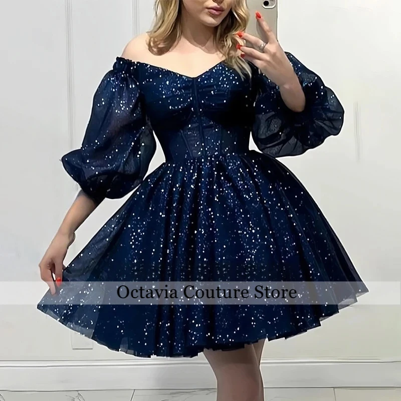 Glitter Puffy Sleeves Graduation Dress A Line Pleat Homecoming Dresses Short Cocktail Dress Wedding Evening Gowns Customized
Glitter Puffy Sleeves Graduation Dress A Line Pleat Homecoming Dresses Short Cocktail Dress Wedding Evening Gowns Customized