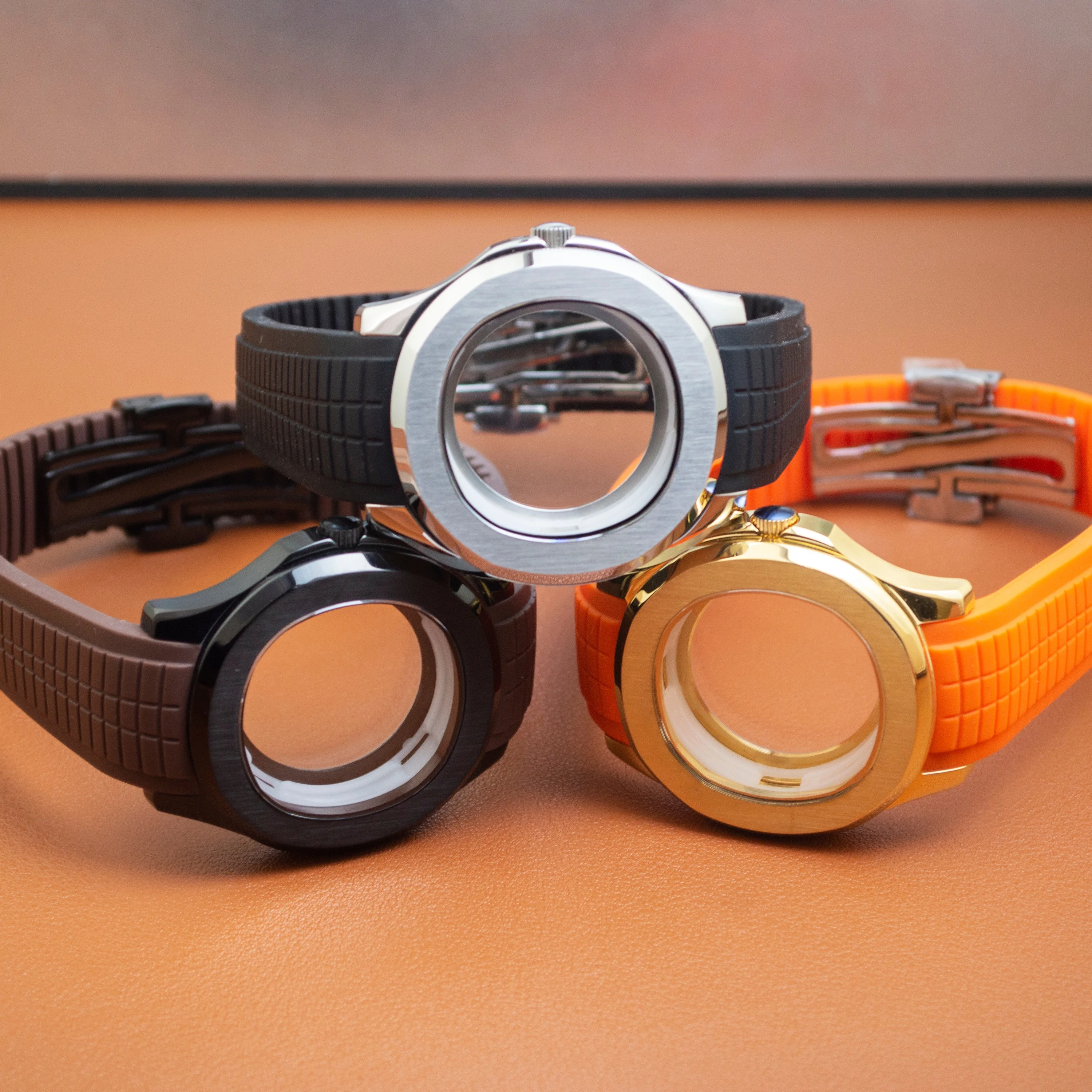 Stainless Steel Watch Case NH35 Case Watch Rubber Strap Sapphire Glass for NH35 NH36 Movement Nautilus AQUANAUT Watch Case
Stainless Steel Watch Case NH35 Case Watch Rubber Strap Sapphire Glass for NH35 NH36 Movement Nautilus AQUANAUT Watch Case