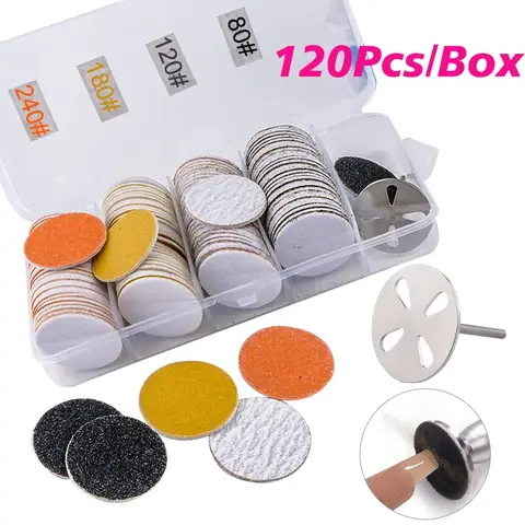 100-160Pcs Sanding Paper Discs with Metal Nail Drill Bit Sanding Disc Nail Drill Bits Replacement for Pedicure and Manicure Tool