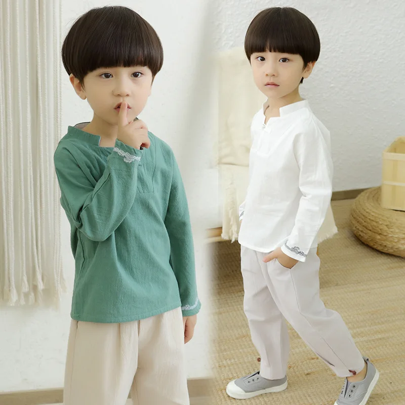 Spring Autunm New Kids Cotton And Linen Solid Clothing Boys Long Sleeve Tang Suit Children Chinese Lovely Two Piece Set
Spring Autunm New Kids Cotton And Linen Solid Clothing Boys Long Sleeve Tang Suit Children Chinese Lovely Two Piece Set