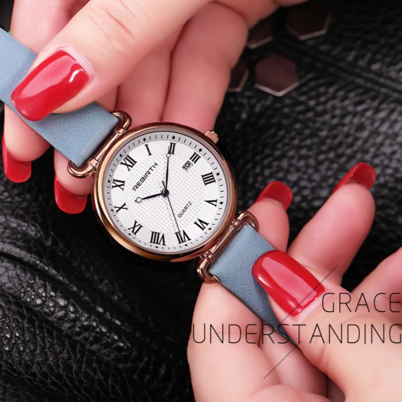 Rebirth 066, модные женские кожаные часы с римским циферблатом, минималистичные женские кварцевые наручные часы с повседневным reloj mujer 
Rebirth 066, модные женские кожаные часы с римским циферблатом, минималистичные женские кварцевые наручные часы с повседневным reloj mujer