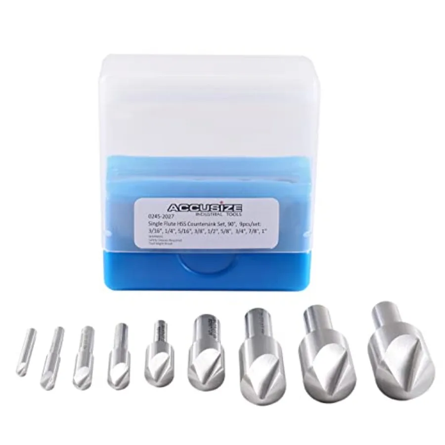 9 Pc Single Flute H.S.S. Countersink Set, 90 Degrees, Ground, 0245-2027
9 Pc Single Flute H.S.S. Countersink Set, 90 Degrees, Ground, 0245-2027