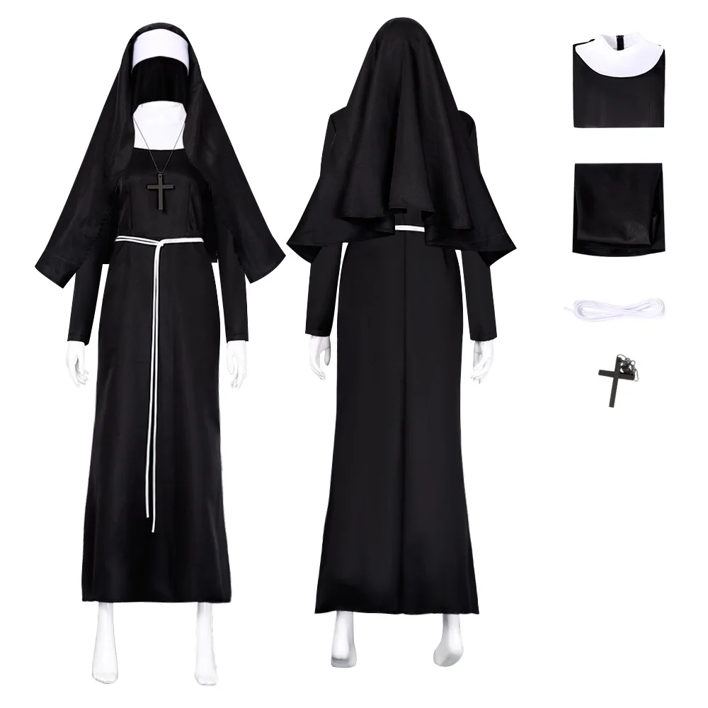 Nun Cosplay Costume Traditional Adult Black Religious Robe Suit Halloween Party Demon Nun Performance Clothes for Woman
Nun Cosplay Costume Traditional Adult Black Religious Robe Suit Halloween Party Demon Nun Performance Clothes for Woman