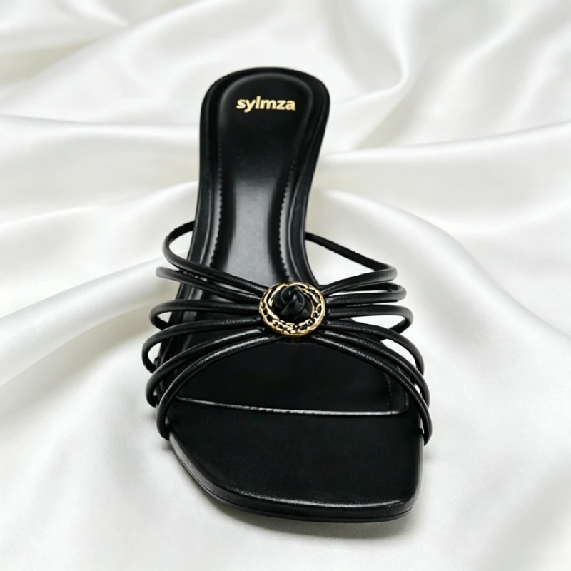 Luxury Metal Detail Heeled Sandals Women Fashion Narrow Band Square Toe Design Stiletto Slide Sandal Street Style Open Toe Heels
Luxury Metal Detail Heeled Sandals Women Fashion Narrow Band Square Toe Design Stiletto Slide Sandal Street Style Open Toe Heels
