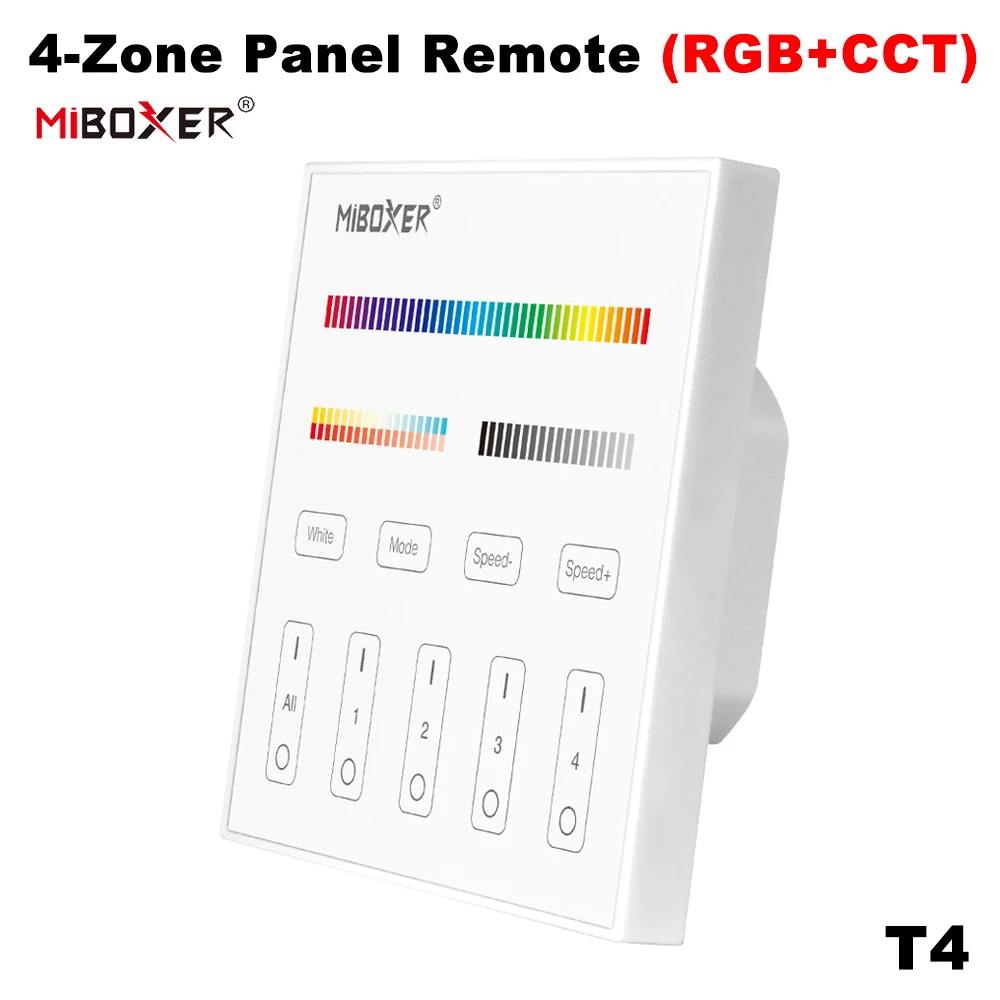 MiBoxer T4 AC100-240V 4-зонный 2,4 ГГц 86Touch RGB + CCT панель дистанционного управления переключением яркости Регулируемый контроллер для лампы/полосы/FCOB
MiBoxer T4 AC100-240V 4-зонный 2,4 ГГц 86Touch RGB + CCT панель дистанционного управления переключением яркости Регулируемый контроллер для лампы/полосы/FCOB