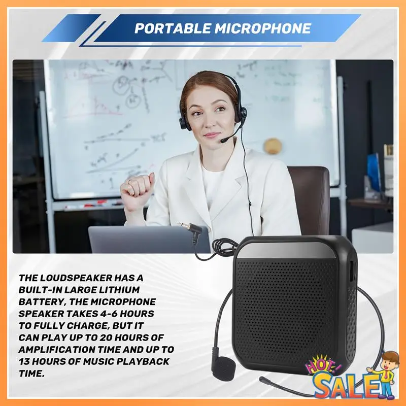 AB68 Portable Voice Amplifier Microphone Headset, Rechargeable Voice Amplifier For Teachers,Training,Tour Guide,Classroom
AB68 Portable Voice Amplifier Microphone Headset, Rechargeable Voice Amplifier For Teachers,Training,Tour Guide,Classroom