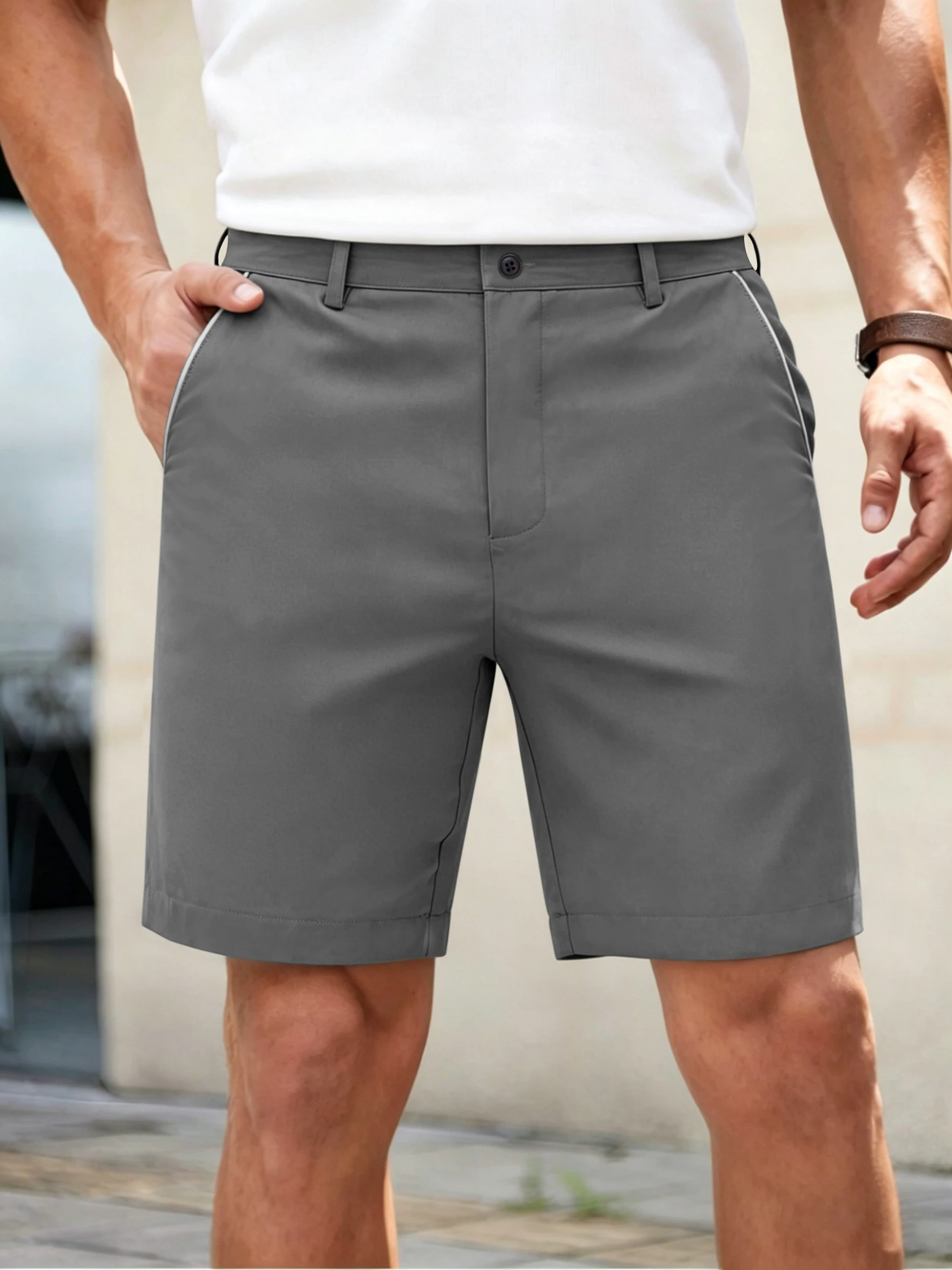 Men's Solid Slim Fit Dress Shorts 100% Polyester Above‑Knee Cropped Business Casual Trousers White Light Grey Dark Grey
Men's Solid Slim Fit Dress Shorts 100% Polyester Above‑Knee Cropped Business Casual Trousers White Light Grey Dark Grey