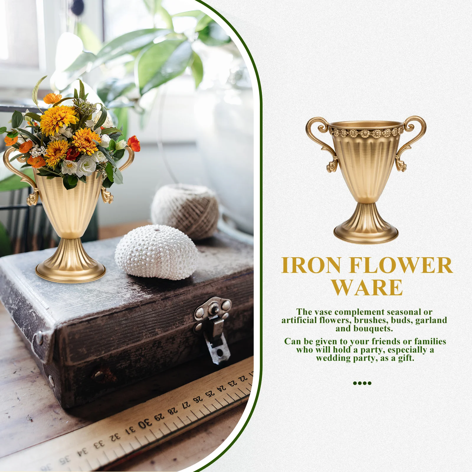 Golden Iron Planter Vintage Metal Vase for Wedding Table Centerpiece Decoration Artificial Flowers Rust Proof Home Decor Flower
Golden Iron Planter Vintage Metal Vase for Wedding Table Centerpiece Decoration Artificial Flowers Rust Proof Home Decor Flower