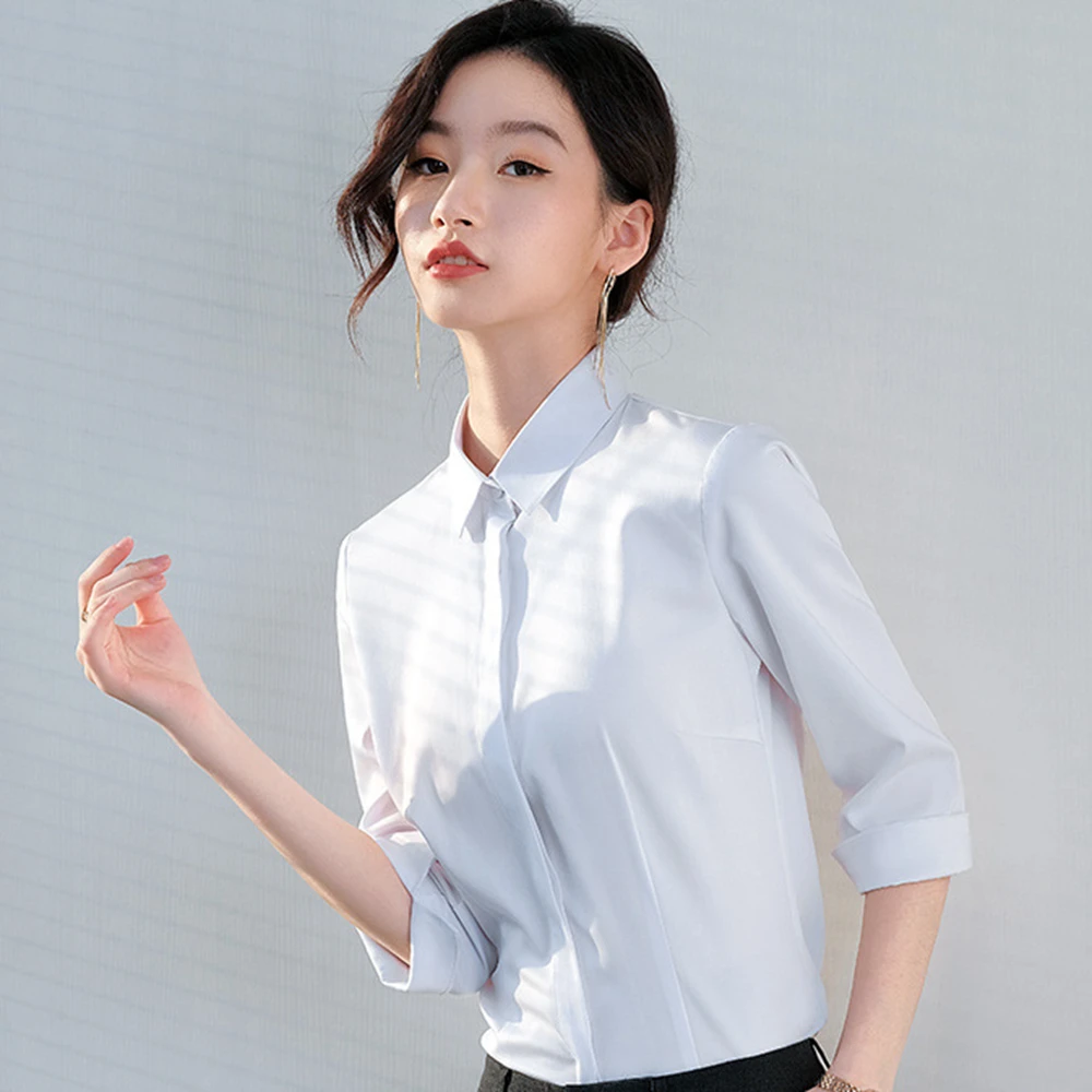 Women's Three-Quarter Sleeve Summer Business Temperament Work Clothes Formal Wear Half Sleeve Work Clothes Women's White Shirt
Women's Three-Quarter Sleeve Summer Business Temperament Work Clothes Formal Wear Half Sleeve Work Clothes Women's White Shirt