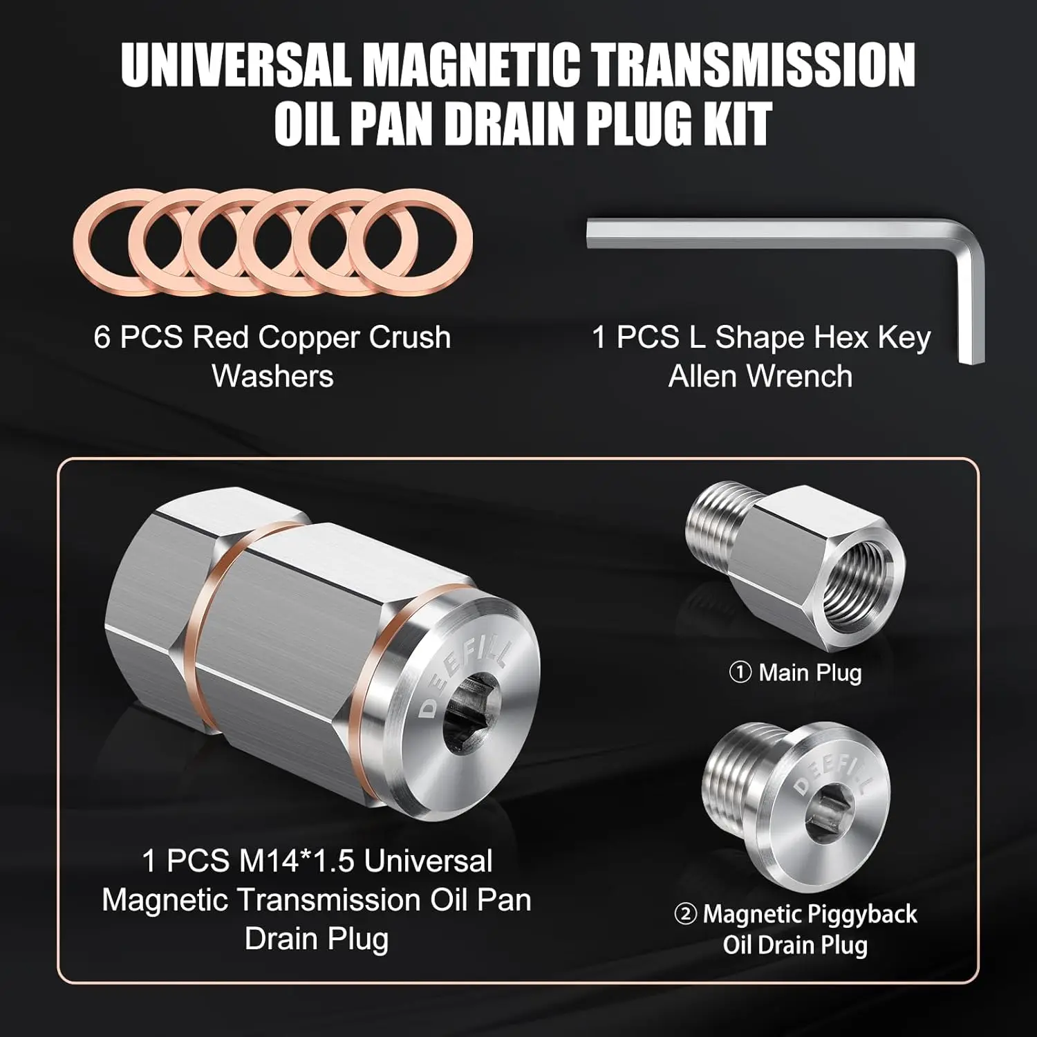 Factory Direct Sale Universal Silver Stainless Steel M14*1.5 Transmission Oil Drain Plug Car Accessory
Factory Direct Sale Universal Silver Stainless Steel M14*1.5 Transmission Oil Drain Plug Car Accessory