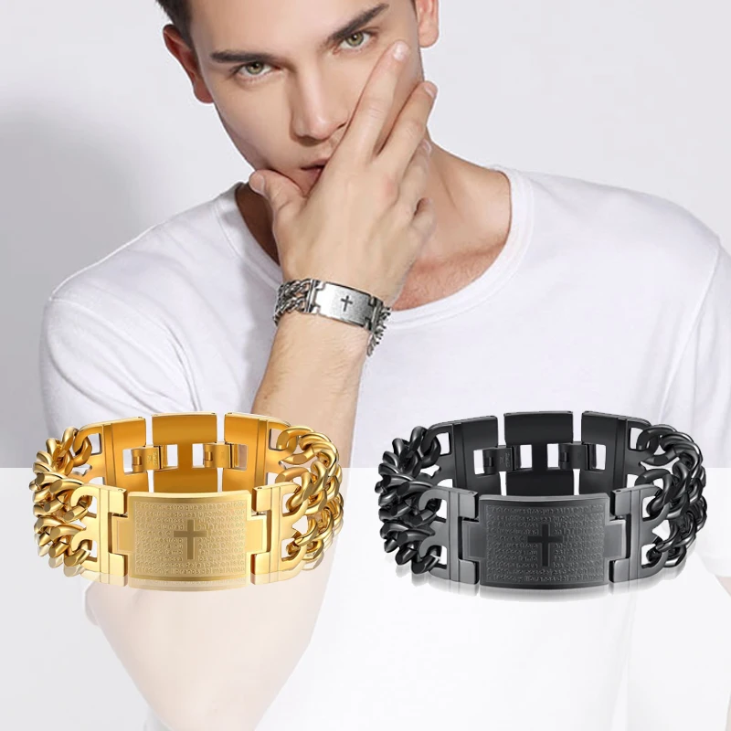 CATZ 24mm Wide 316L Stainless Steel Cuban Chain Men's Jewelry Cross Double-row Punk Bracelet Father's Day Gift
CATZ 24mm Wide 316L Stainless Steel Cuban Chain Men's Jewelry Cross Double-row Punk Bracelet Father's Day Gift