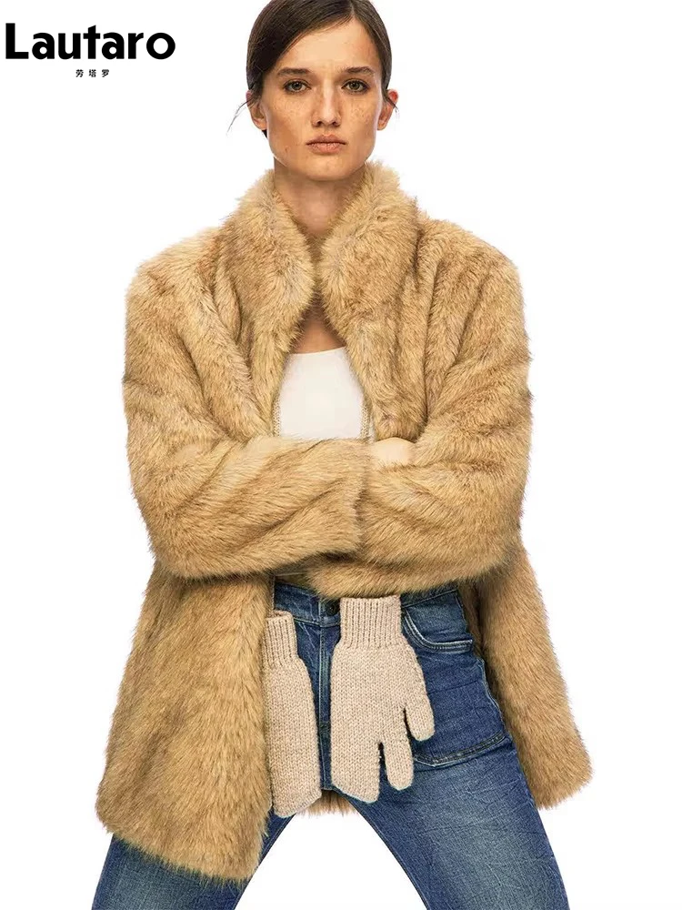 Lautaro Autumn Winter Thick Warm Soft Hairy Shaggy Faux Fox Fur Coat Women Stand Collar Elegant Luxury Chic Fluffy Jacket 2026
Lautaro Autumn Winter Thick Warm Soft Hairy Shaggy Faux Fox Fur Coat Women Stand Collar Elegant Luxury Chic Fluffy Jacket 2026
