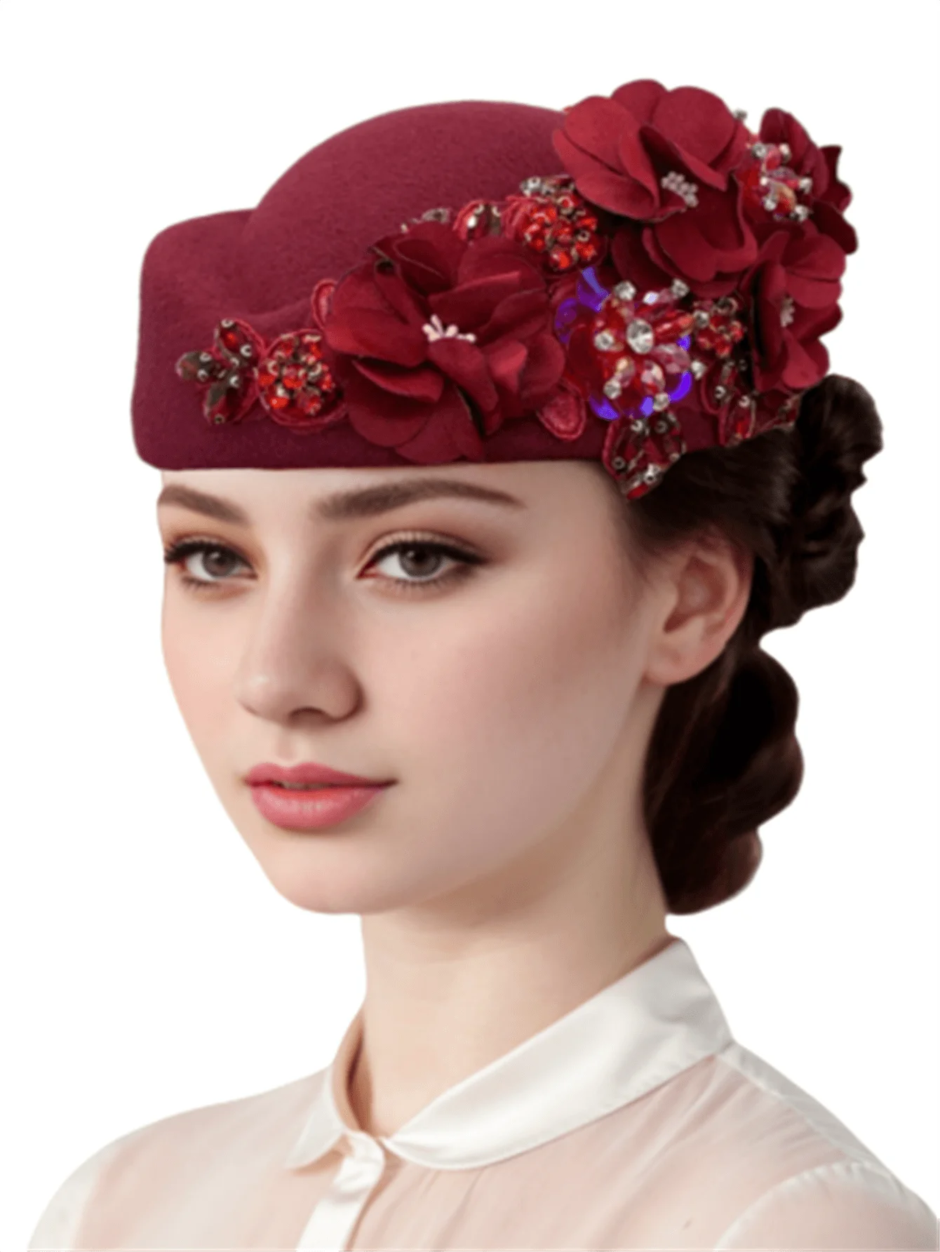 Elegant Felt Pillbox Hat With Floral Rhinestone Embellishment For Women Vintage Tea Party Wedding Accessory
Elegant Felt Pillbox Hat With Floral Rhinestone Embellishment For Women Vintage Tea Party Wedding Accessory