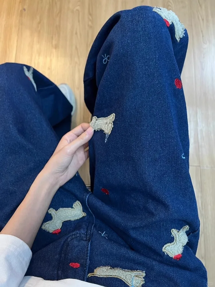 Deep Blue Embroidered Fleece Denim Pants Men's Autumn Winter American Retro Straight Leg Pants Drape Design Sensation Trousers
Deep Blue Embroidered Fleece Denim Pants Men's Autumn Winter American Retro Straight Leg Pants Drape Design Sensation Trousers