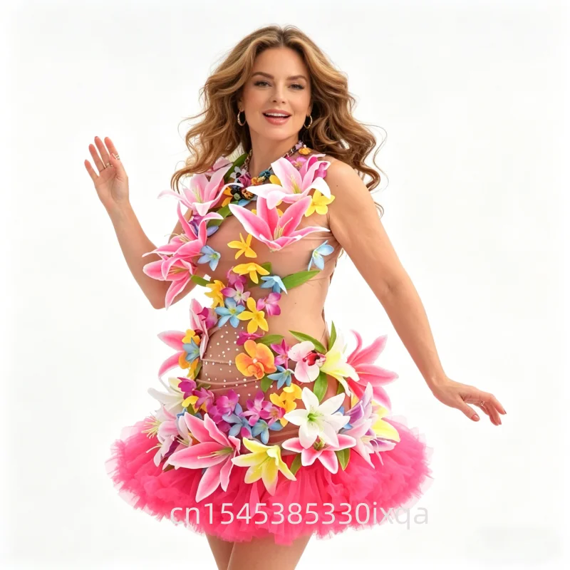 New Sexy Nude Mesh Transparent Flowers Dress Women Nightclub Performance Costume Show Stage Wear Birthday Dress for Women
New Sexy Nude Mesh Transparent Flowers Dress Women Nightclub Performance Costume Show Stage Wear Birthday Dress for Women