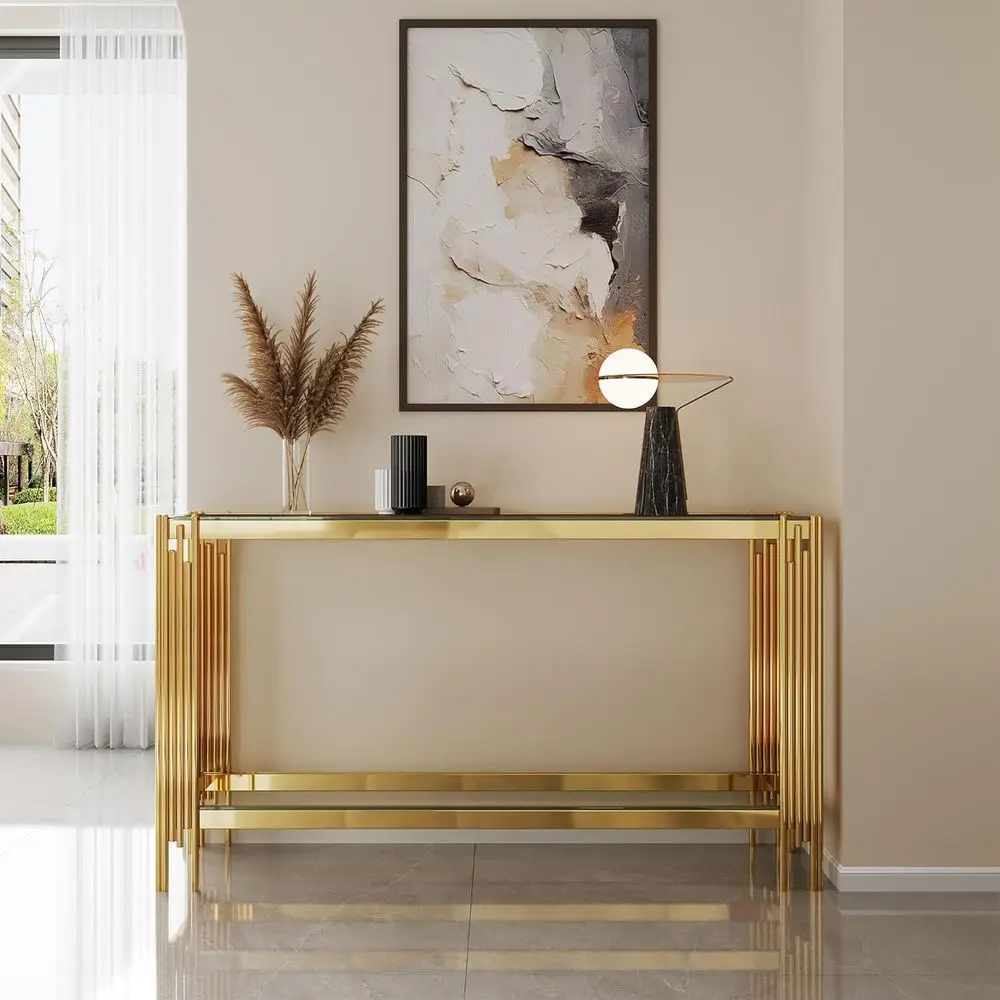 Modern Tempered Glass Coffee Table with Stainless Steel Frame for Living Room or Office (Gold)
Modern Tempered Glass Coffee Table with Stainless Steel Frame for Living Room or Office (Gold)