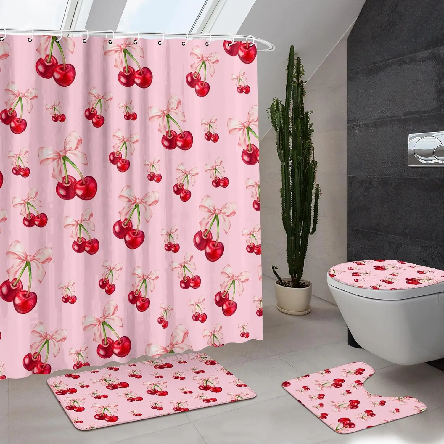 4-х шт. розовые занавески для душа, набор ковриков для душа для девочек, декор для ванной с бантом и занавеской, нескользящий коврик, крышка для унитаза, B 
4-х шт. розовые занавески для душа, набор ковриков для душа для девочек, декор для ванной с бантом и занавеской, нескользящий коврик, крышка для унитаза, B
