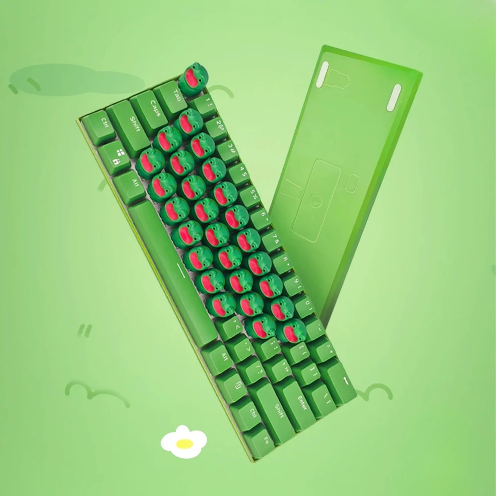 For Frog Mechanical Keyboard Customized Wired 61 Keys Custom Keyboard RGB Croak Sound PBT Keycap Personality Desktop Keyboards