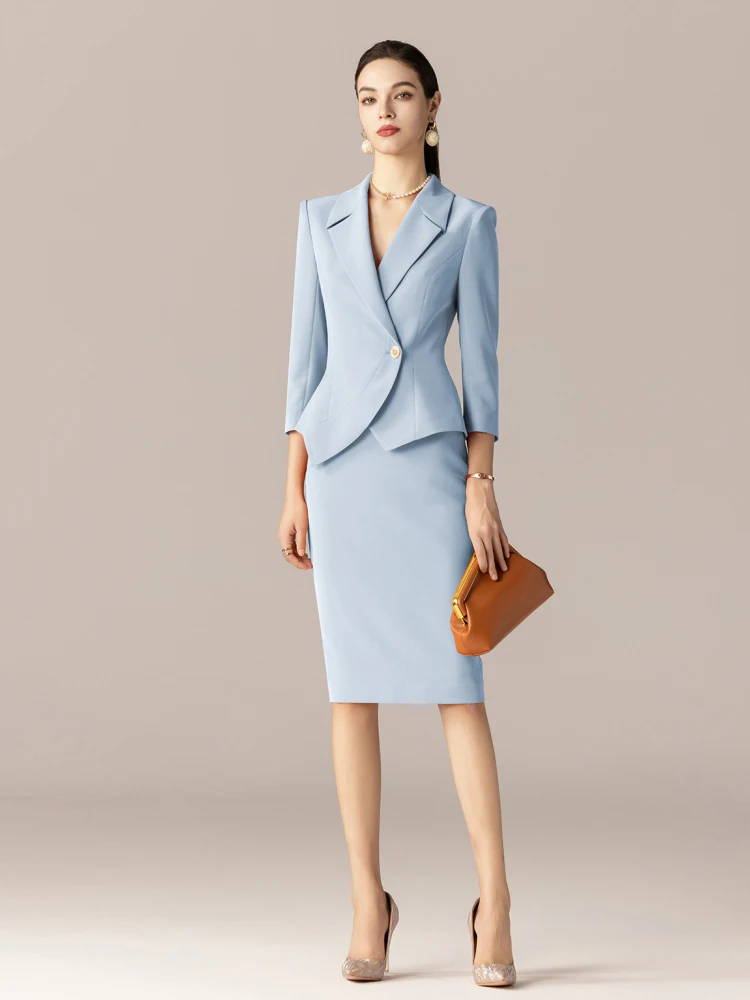 Elegant Blue Seven-Quarter Sleeve Suit Set Dress for Women Summer High-End Hostess Formal Wear Professional Business Outfit
Elegant Blue Seven-Quarter Sleeve Suit Set Dress for Women Summer High-End Hostess Formal Wear Professional Business Outfit