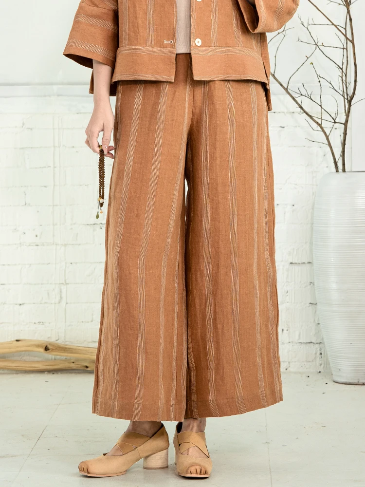 Повседневные хлопковые льняные брюки с широкими штанинами, на резинке, в полоску, свободные, художественные, для женщин, осенний сезон, с высокой талией, длинные
Повседневные хлопковые льняные брюки с широкими штанинами, на резинке, в полоску, свободные, художественные, для женщин, осенний сезон, с высокой талией, длинные